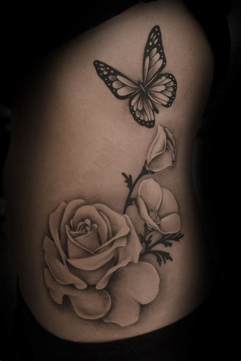 Incredible Rose With Butterfly Tattoo Designs 2023