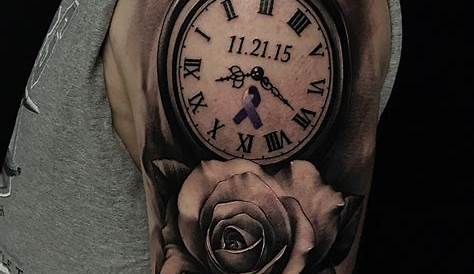 clock and rose tattoo by Andres Acosta - Design of TattoosDesign of Tattoos
