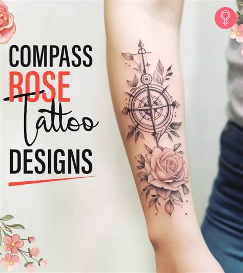 Rose Compass Tattoo Designs