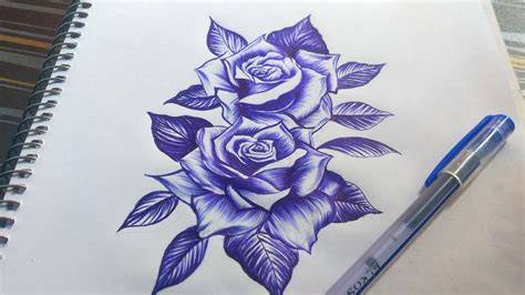 rose drawing with pen