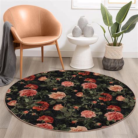 Rose Floral Round Rug
