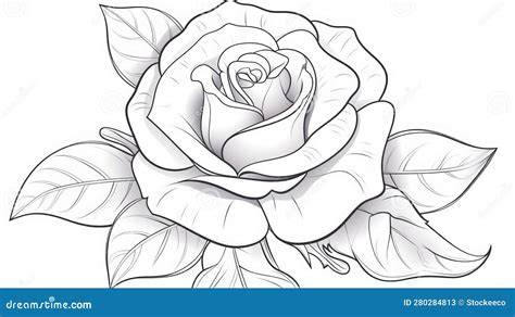 Colorable Rose Line Art Free Clip Art