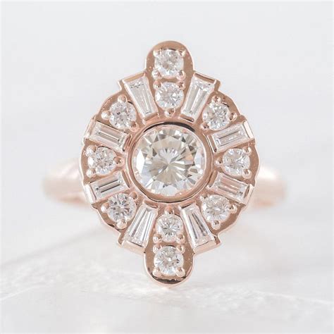 rose gold art deco engagement rings