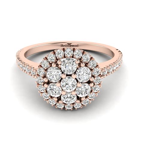 rose gold cluster engagement rings
