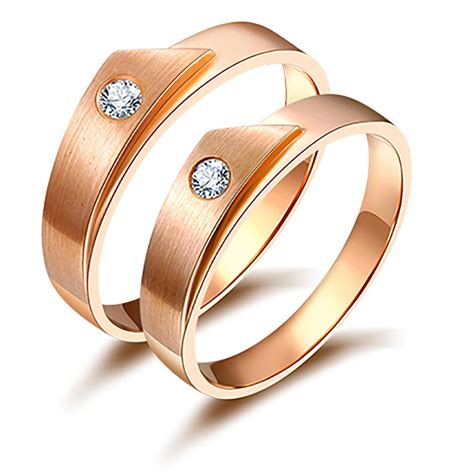 rose gold engagement couple rings