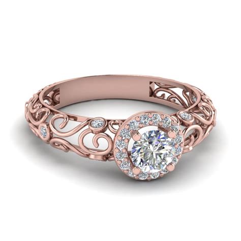 Rose Gold Filigree Engagement Rings - Riccda