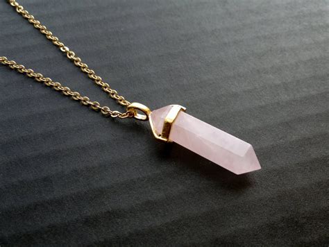 rose gold pink quartz necklace