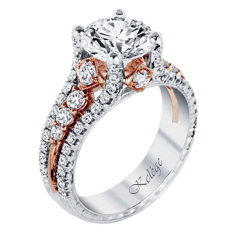 rose gold wedding band and platinum engagement ring