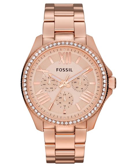 rose gold women's watch fossil