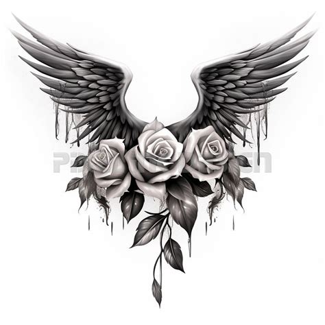 Rose Wings Tattoo Design