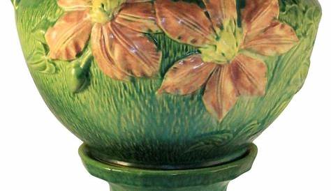 Roseville Pottery Jardiniere And Pedestal Freesia Green
