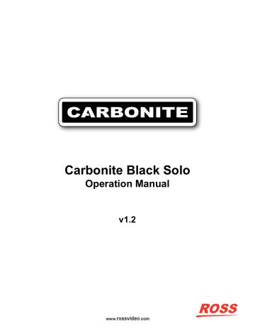 ross carbonite black solo manual