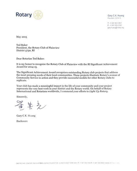 Rotary Club Resignation Letter