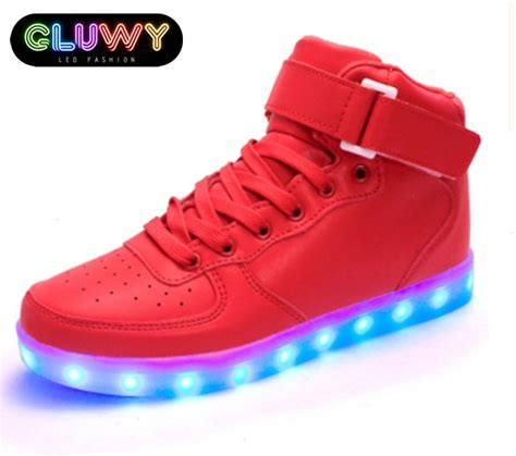Leuchtende Schuhe Halbhohe Rot Damen spezielle tests Sneakers, Led