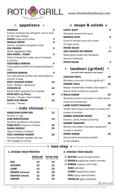 Roti Grill Menu Frisco