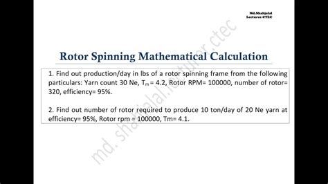 Rotor Spinning Calculation