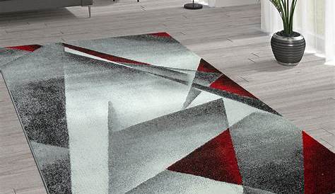 Tapis de luxe contemporain gris et rouge Loft par Angelo