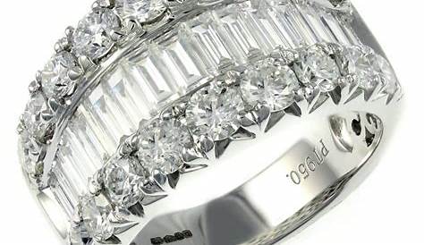 Round And Baguette Diamond Eternity Ring In 18K White Gold