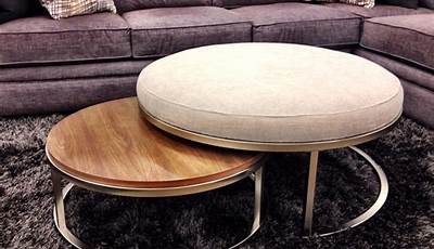 Round Coffee Table With Nesting Ottoman