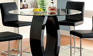 Furniture Of America Janus Round Glass Top Counter Dining Table, Black
