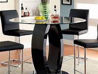 Akira Round Glass Dining Table 110cm Smoked Glass Top Black Legs