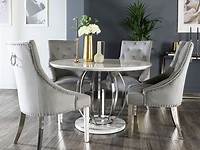 Arundel Marble Round Dining Table Set & 4 Chairs Furniture World