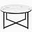 Enzo 36 Inch Round Marble Top Dining Table White Top with Black Base