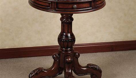 Round Pedestal Foyer Table Butler Unique Hand Painted Wood Accent