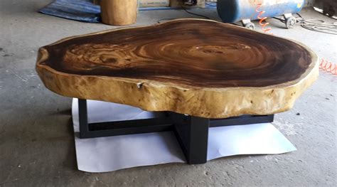 Live edge solid acacia wood slab coffee table 47.5 x 23 with Etsy
