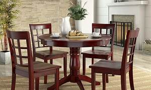 East West Furniture Oak Round Kitchen Table And 4 Chairs 5Piece Dining