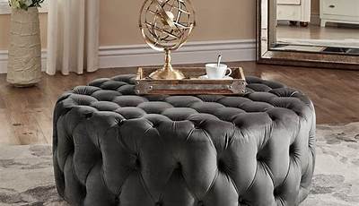 Round Tufted Ottoman Coffee Table