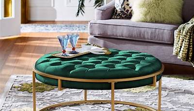 Round Upholstered Ottoman Coffee Table