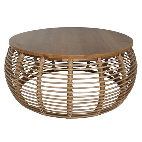 Safavieh Alley Natural Brown Mango Wicker Round Coffee Table at