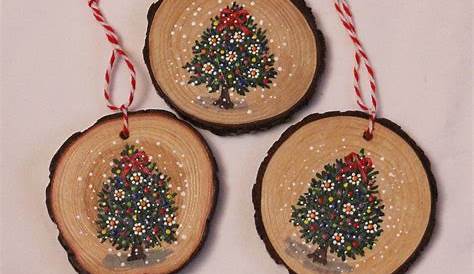 Round Wooden Christmas Tree Ornaments Ornament 9 5x7 5 Inches Set Of