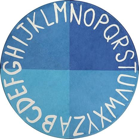 Round Abc Rug Blue