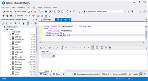 round avg function in sql
