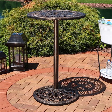 Oakland Living Elite Cast Aluminum Round Patio Bar Height Dining Table