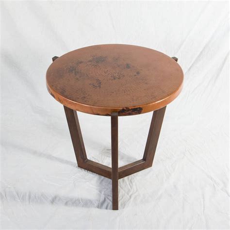 Round Copper Top Side Table