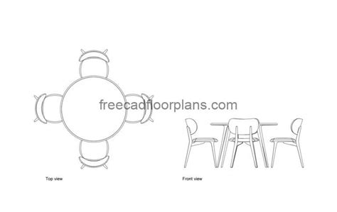 Round Dining Table For 4 Cad Block