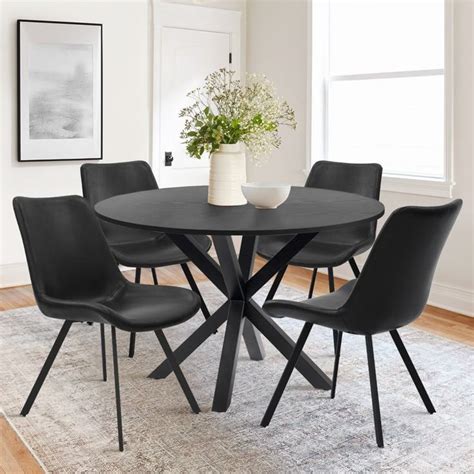 Round Dining Table With Black Chairs