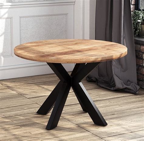 Round Dining Table With Black Iron Base