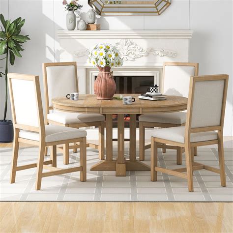 Round Extendable Dining Table 4 6