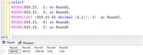 round function in sql server