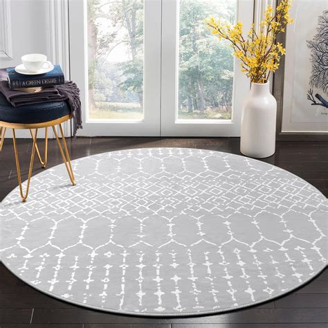 Round Grey Dining Rug
