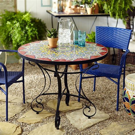 round mosaic outdoor dining table
