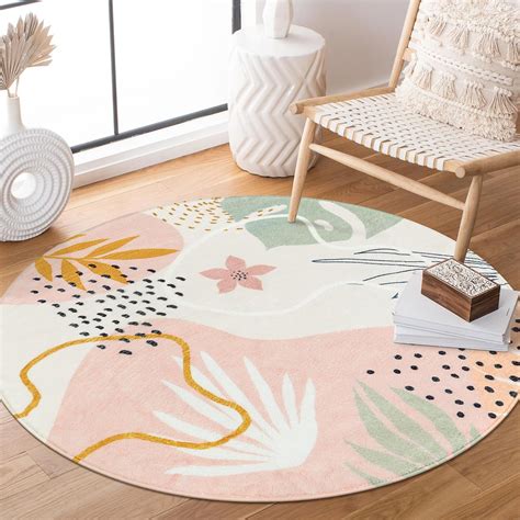 Round Pink Patterned Rugs Canada