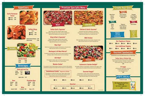 round table pizza menu with prices