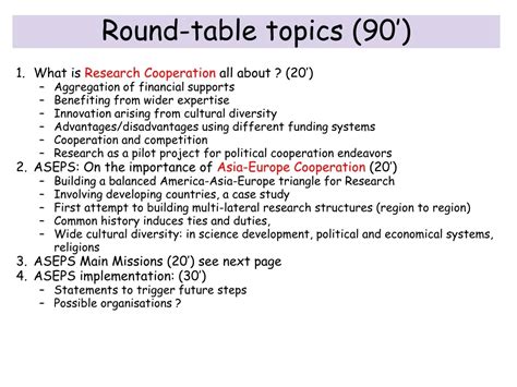 Round Table Topics