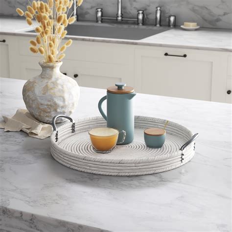 Round Tray On Rectangle Table