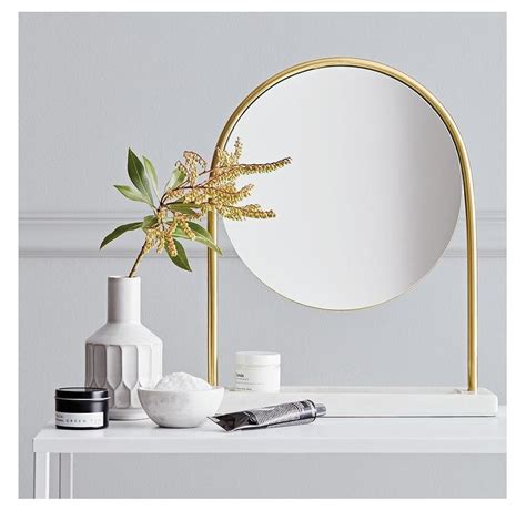 Round Vanity Mirror On Marble Stand